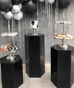 black hexagon plinths