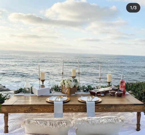 image of a wooden low picnic table