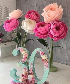 6 Pink Giant Flowers