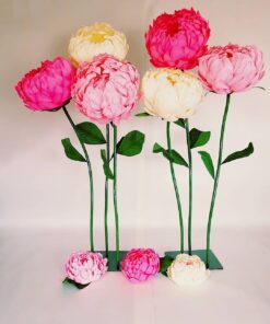 image of 3 flowers on metal base