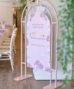 image of a christening welcome sign