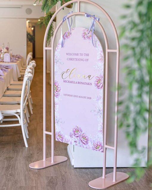 image of a christening welcome sign