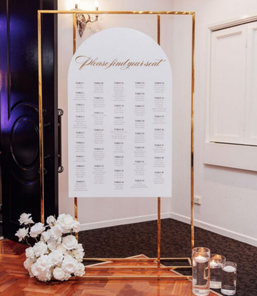 image of a gold and white seating chart