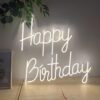 image of a happy birthday neon sign