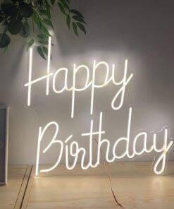image of a happy birthday neon sign