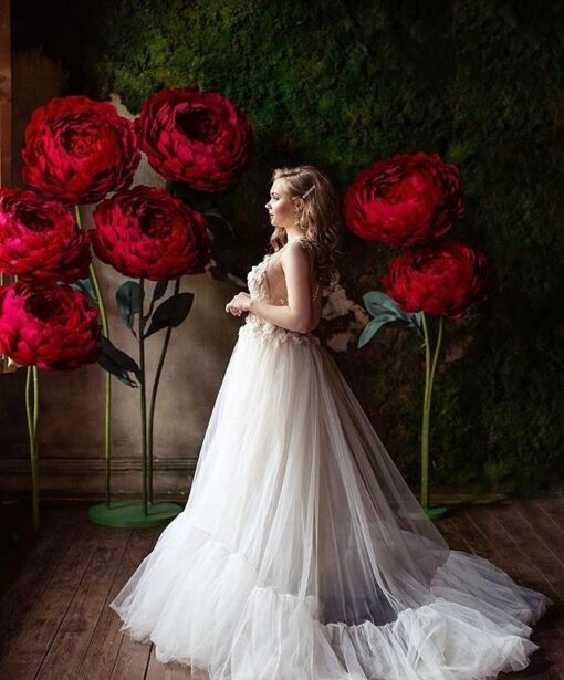 Set of 7 Standing Red Flowers