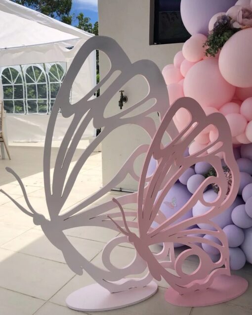 pink & white freestanding butterflies