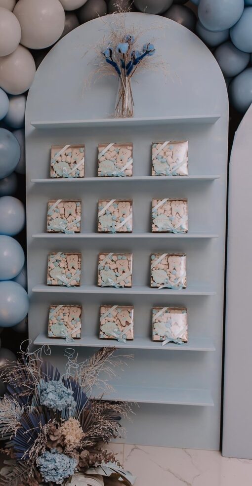 blue display wall