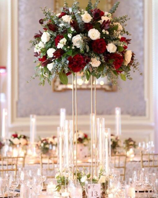 Burgundy & White Silk Flower Centrepiece