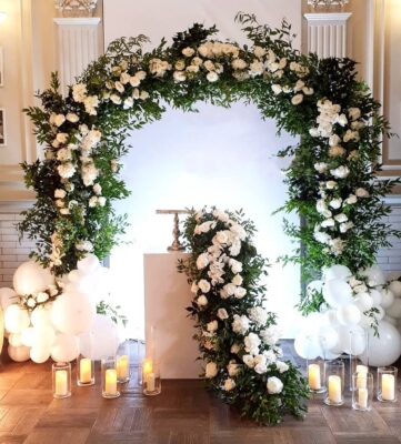 image of a Balloon & Floral Arch