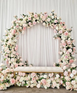 image of a Ivory & Pink Round Floral Arch