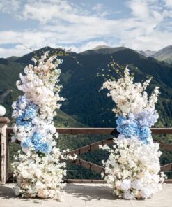 Blue and White Floral Columns