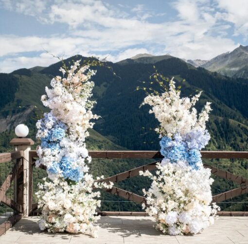 Blue & White Silk Flower Cascade