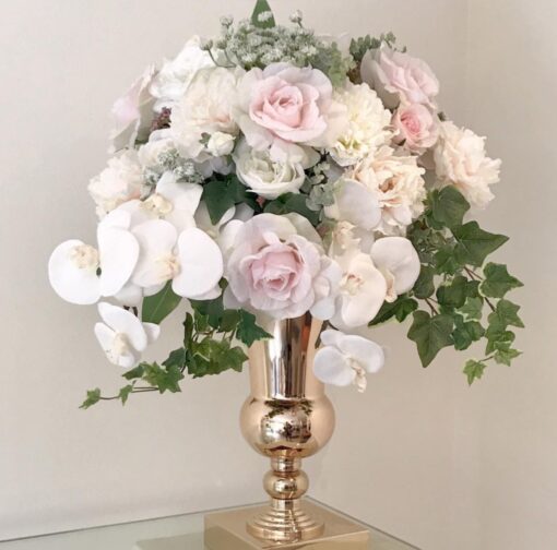 White & Pink Floral Faux Arrangement Centrepiece