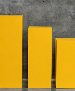 Mustard Yellow Square Plinth AI-generate conceptual mockup