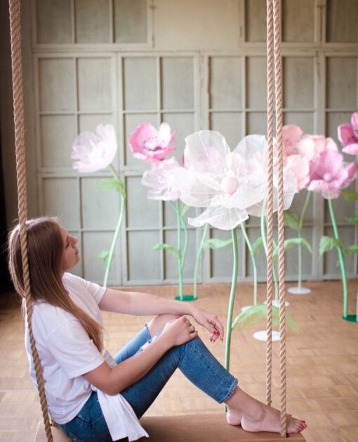1 Baby Pink Giant Silk Flower - Image 2