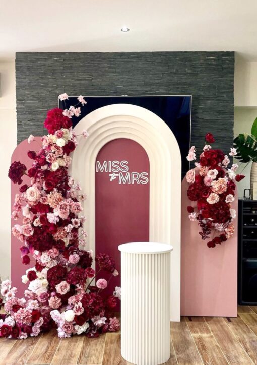 image of burgundy and white engagement package