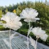 3 Giant White Fabric Flowers