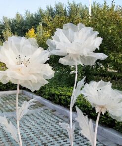 3 Giant White Fabric Flowers
