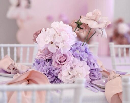 image of a purple flower centerpiece