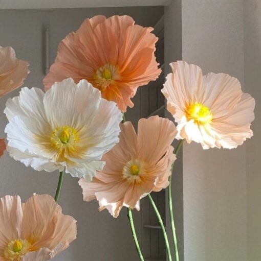 7 Poppy Flowers on metal base - Image 3