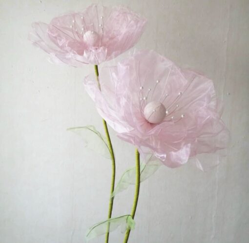 2 Baby Pink Silk Flowers