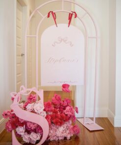 pink welcome sign