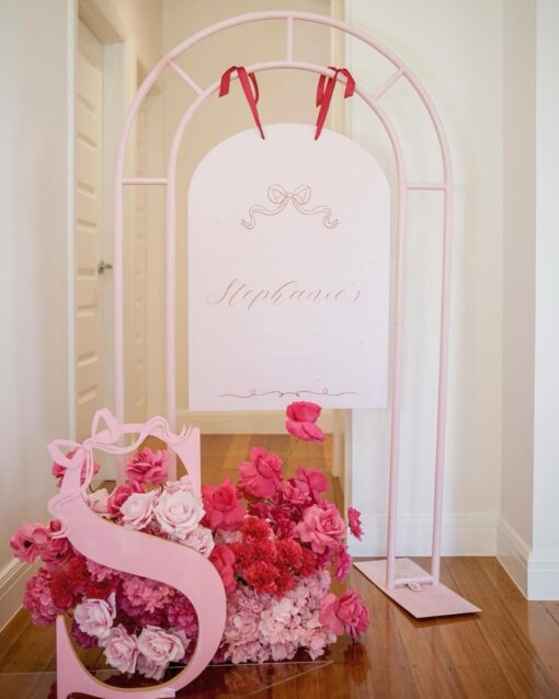 pink welcome sign
