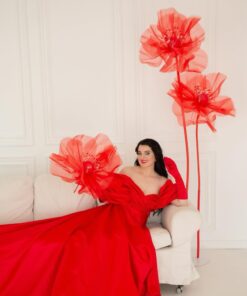 2 Red Silk Flowers