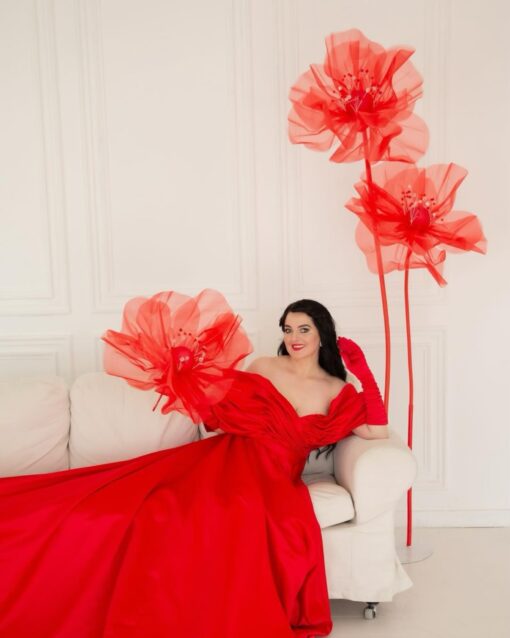 2 Red Silk Flowers
