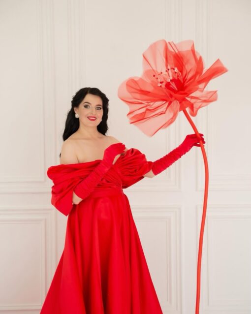 2 Red Silk Flowers - Image 2