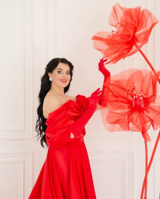 2 Red Silk Flowers - Image 3