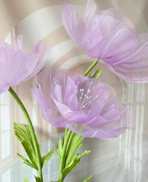 3 Purple Silk Flowers - Image 3