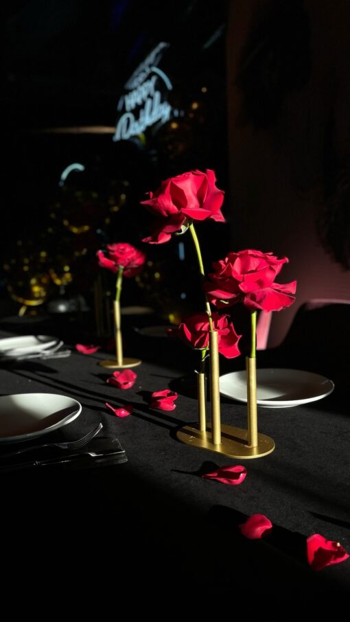 image of a Red & gold flower centrepiece