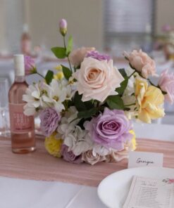 Cream & Purple Floral Centerpiece