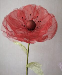1 Red Flower on a Metal Stand