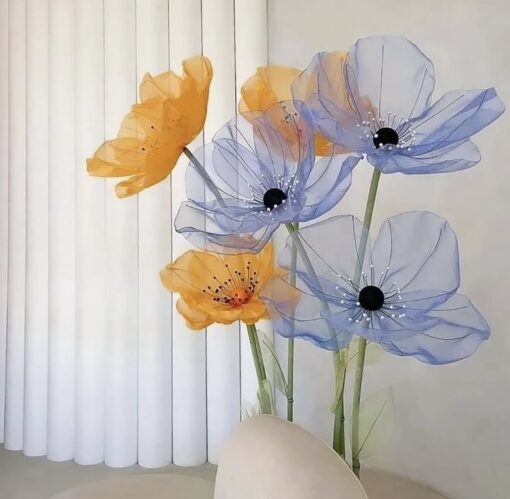 6 Orange & Blue Flowers