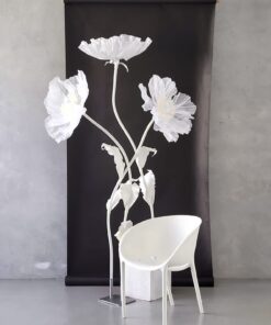3 White Giant Silk Flowers