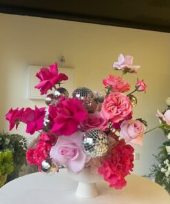 Fuchsia & Silver Centerpiece