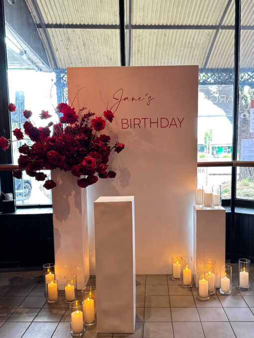 Elegant Red & White Birthday