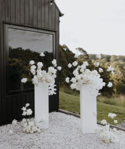 Elegant White Floral Pedestal Display