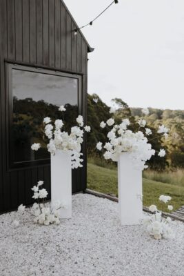 Elegant White Floral Pedestal Display