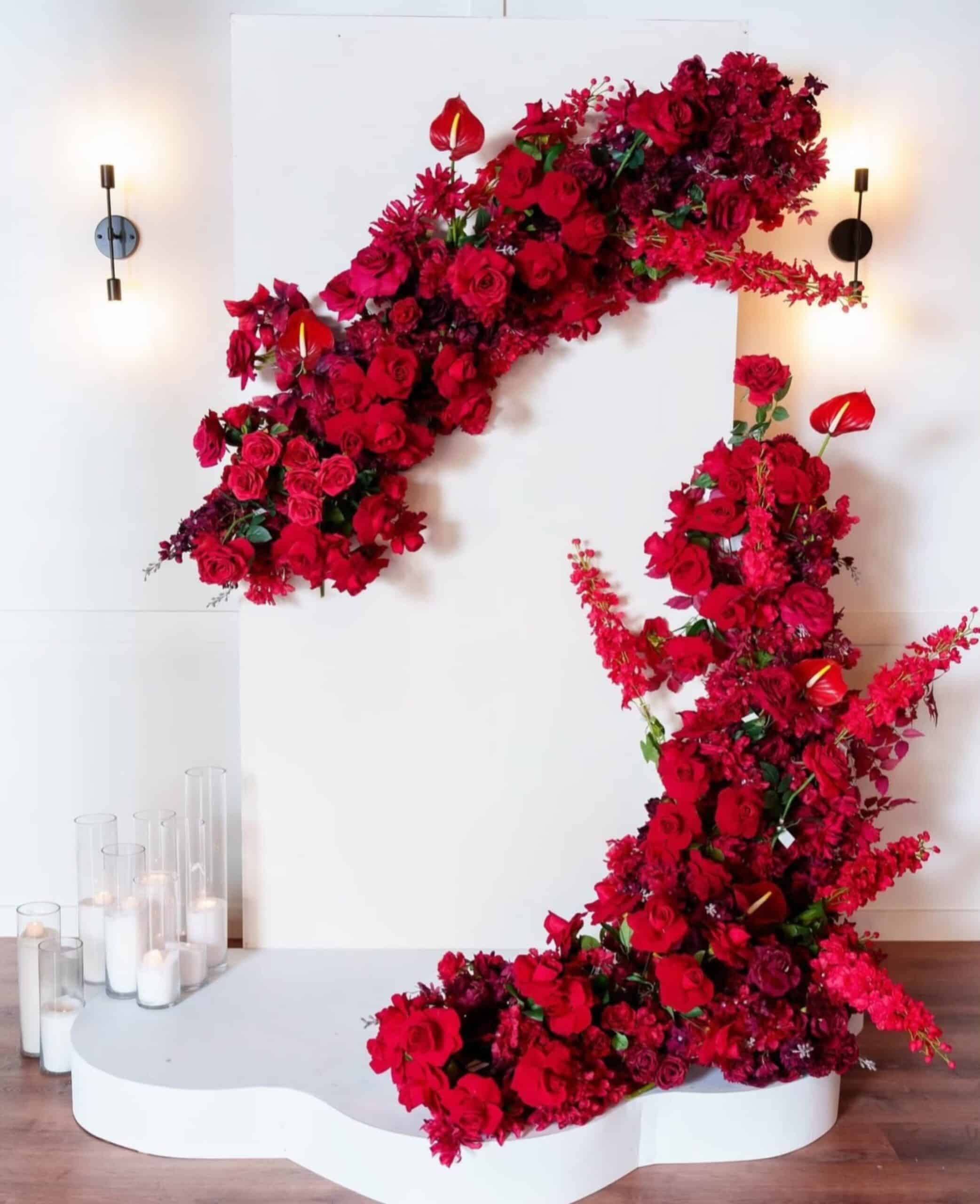 Luxury Red Floral Backdrop