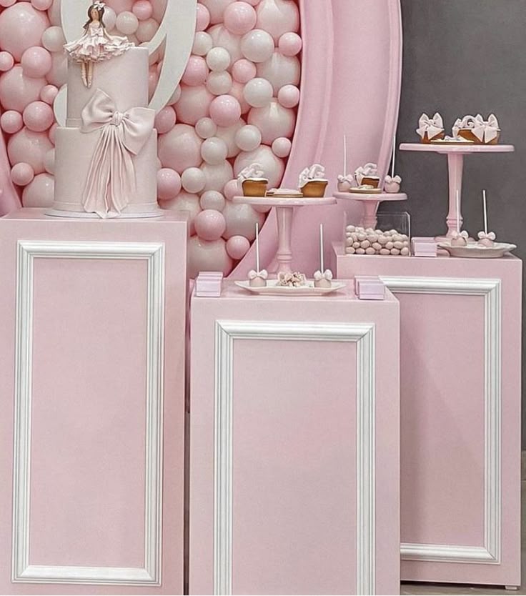 3 Pink Panel Plinths