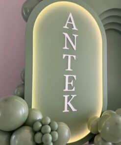 Sage Green Illuminated Arch Backdrop