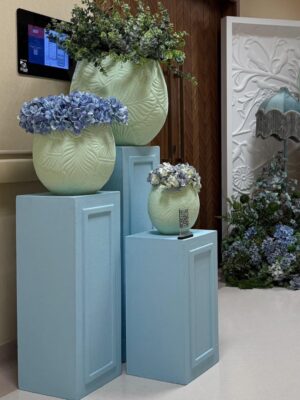 3 Blue Panel Plinths